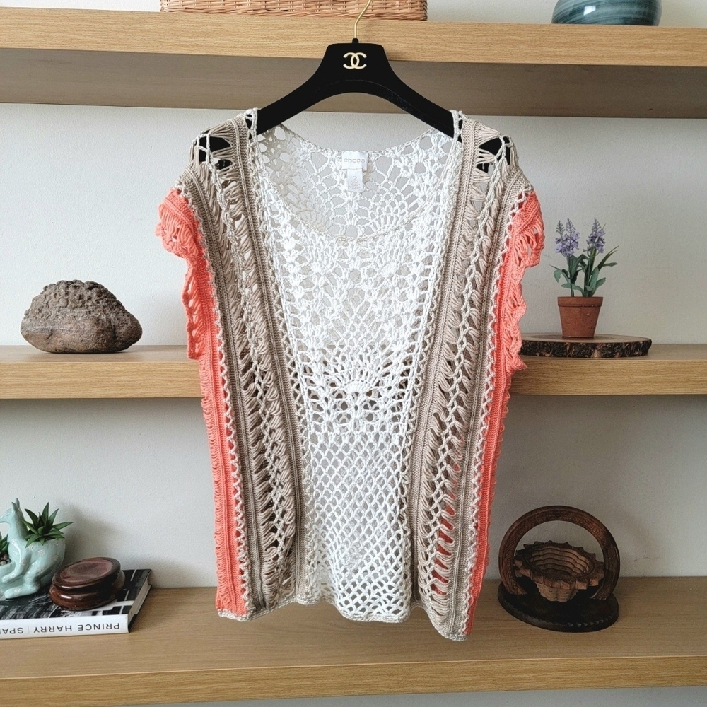 Chico's Crochet Top Vacation Style Cover Up